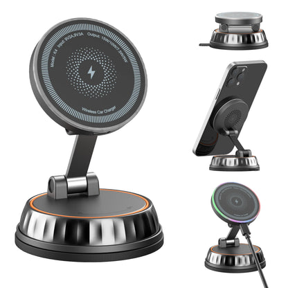 15W Magnetic Wireless Car Charger Mount - Upgraded Toolless Vacuum Suction Nano Gel Holder, 360-Degree Adjustable, 120Lb Hold, Magnetic Snap, 15W Speed Fast Charger for Iphone & Samsung, Wireless Charger, Car Phone Mount,Back to School,Back to School Haul