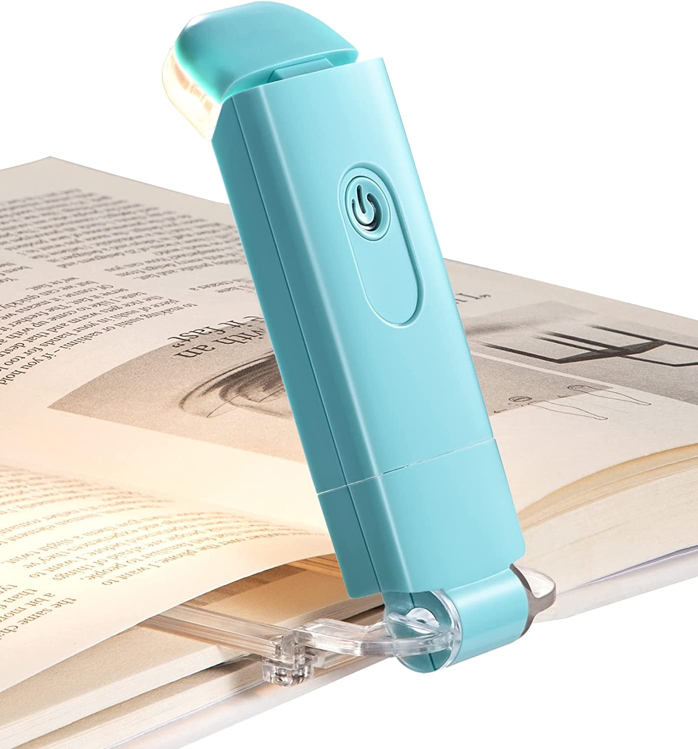 Book Reading Light with Clip, USB Rechargeble Booklight (Blue)
