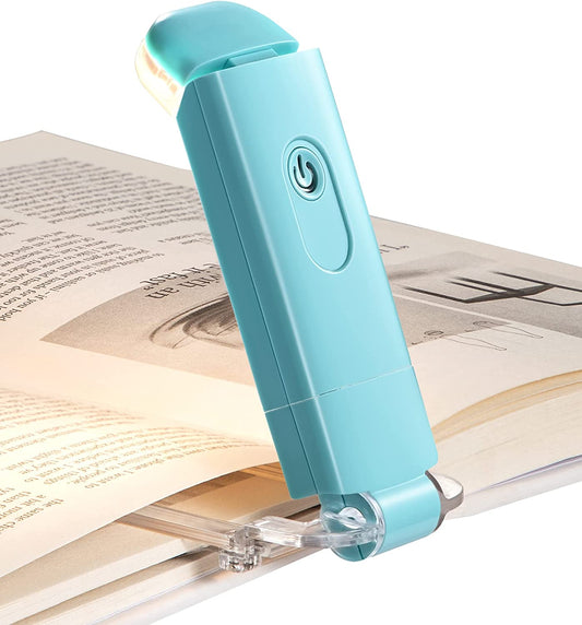 Book Reading Light with Clip, USB Rechargeble Booklight (Blue)