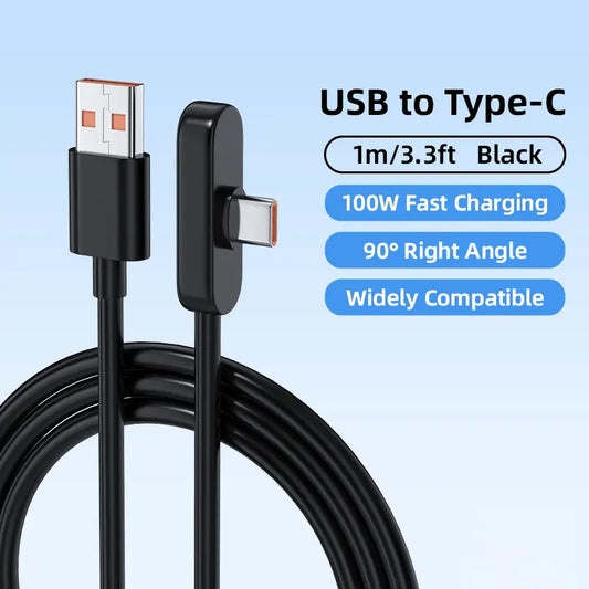 100W 90-Degree Elbow Fast Charging Cable Silicone USB Type-C Phone Charger Fast Charging, Data Transmission Cable for Samsung for Moto for Google Phone for Oneplus,Back to School,Back to School Haul