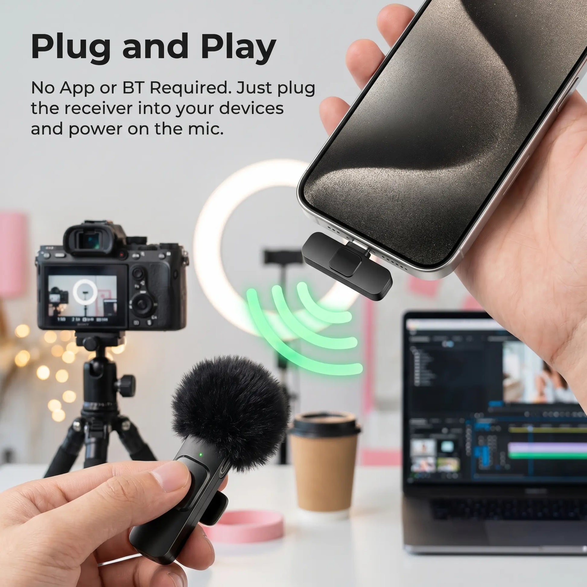 HITOZON Mini Wireless Lavalier Microphone for Iphone/Android Smartphones,Portable USB-C Lapel Mic for Audio/Video Recording,Plug-And-Play Wireless Microphone for Live Streams,Interviews,Teaching,Vlog,Youtube,Tiktok,Usb-C Mics