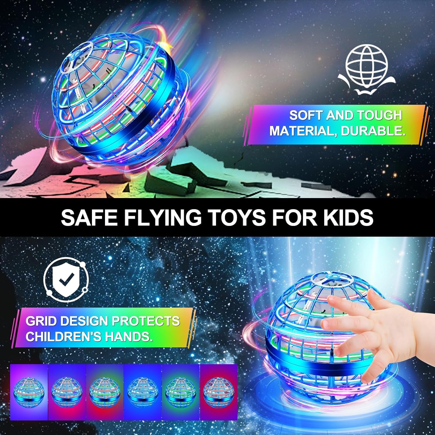 Flying Orb Ball Toy,2026 Upgraded Parachute LED Light,Bright Blue