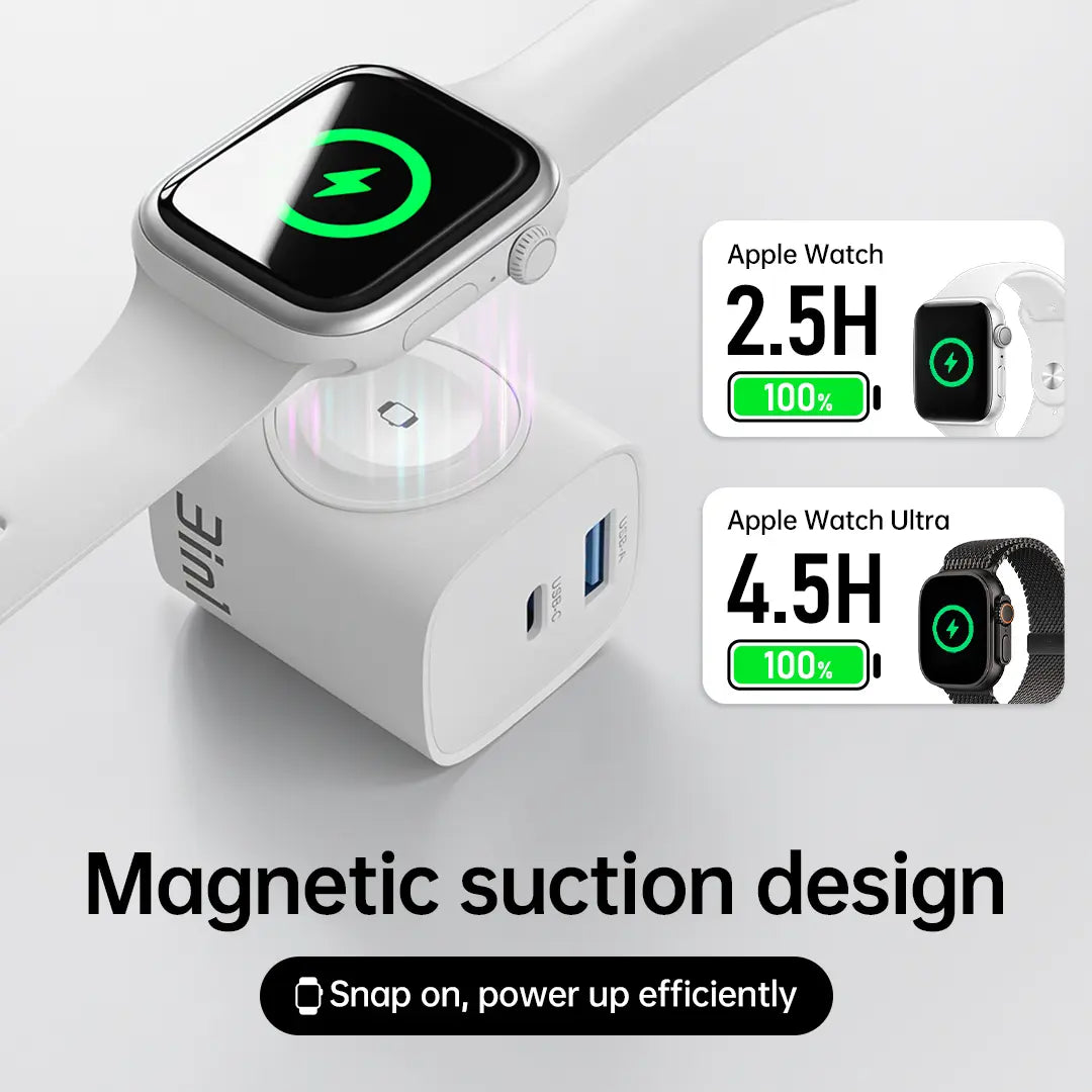 3-In-1 Fast Charging Block with Built-In Magnetic Watch Charger for Iphone, Apple Watch, and Wireless Earbuds,Back to School,Back to School Haul