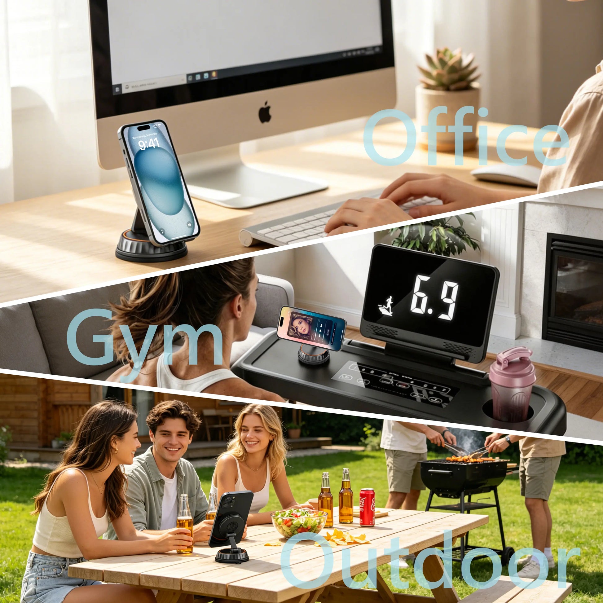 15W Magnetic Wireless Car Charger Mount - Upgraded Toolless Vacuum Suction Nano Gel Holder, 360-Degree Adjustable, 120Lb Hold, Magnetic Snap, 15W Speed Fast Charger for Iphone & Samsung, Wireless Charger, Car Phone Mount,Back to School,Back to School Haul