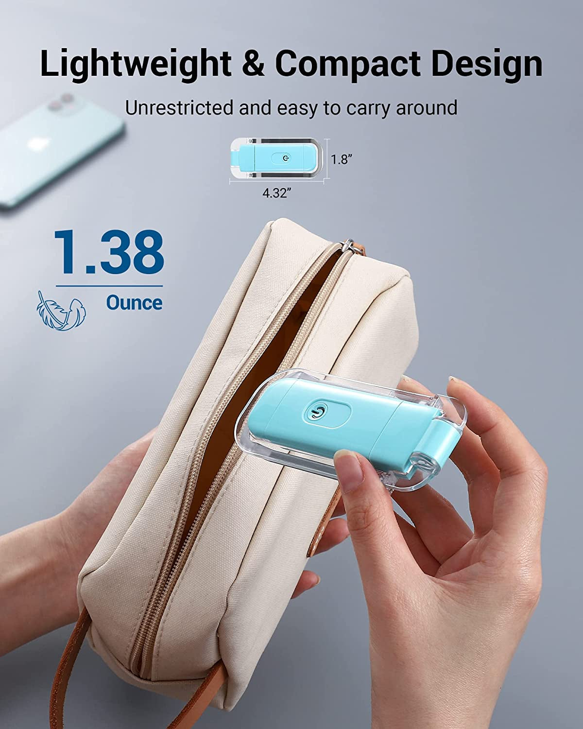 Book Reading Light with Clip, USB Rechargeble Booklight (Blue)