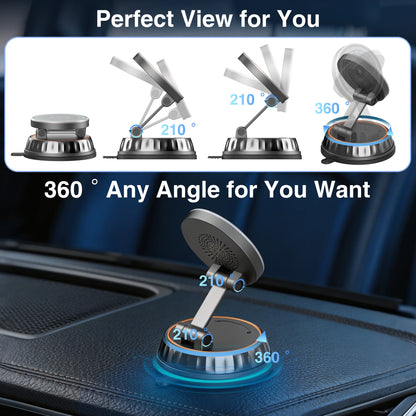 15W Magnetic Wireless Car Charger Mount - Upgraded Toolless Vacuum Suction Nano Gel Holder, 360-Degree Adjustable, 120Lb Hold, Magnetic Snap, 15W Speed Fast Charger for Iphone & Samsung, Wireless Charger, Car Phone Mount,Back to School,Back to School Haul