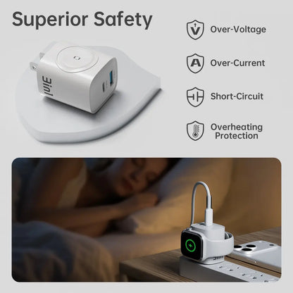 3-In-1 Fast Charging Block with Built-In Magnetic Watch Charger for Iphone, Apple Watch, and Wireless Earbuds,Back to School,Back to School Haul