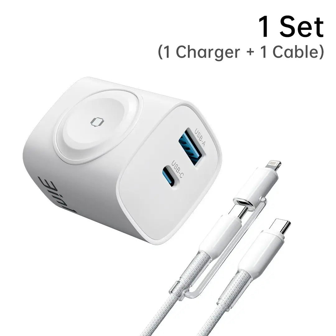 3-In-1 Fast Charging Block with Built-In Magnetic Watch Charger for Iphone, Apple Watch, and Wireless Earbuds,Back to School,Back to School Haul