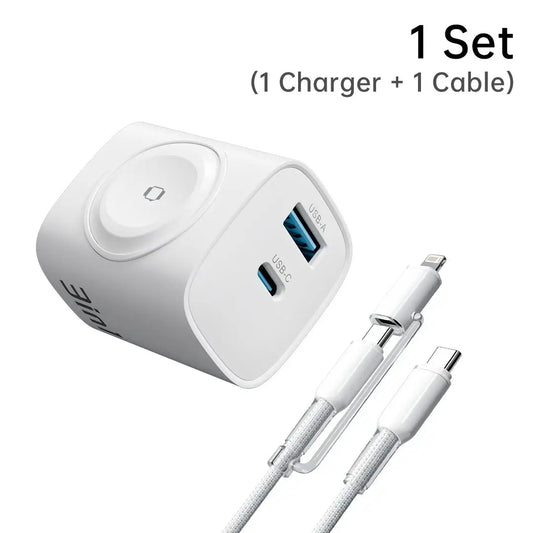 3-In-1 Fast Charging Block with Built-In Magnetic Watch Charger for Iphone, Apple Watch, and Wireless Earbuds,Back to School,Back to School Haul