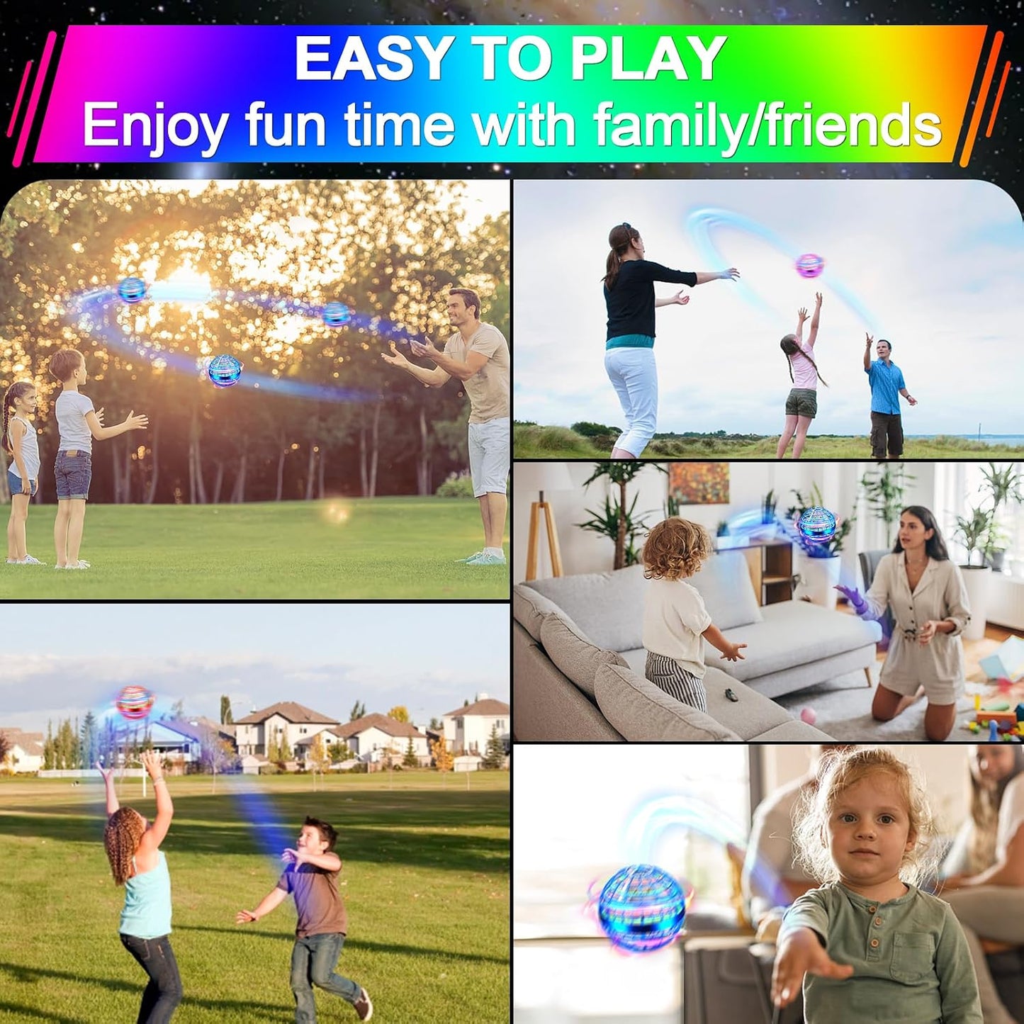 Flying Orb Ball Toy,2026 Upgraded Parachute LED Light,Bright Blue
