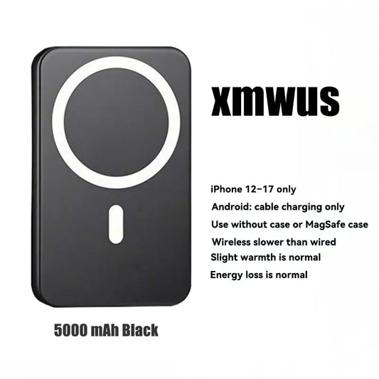 5000Mah Magnetic Wireless Power Bank for Iphone 12-17 Series, Portable Charger Compatible with Magsafe Cases, Back to School Essentials,Back to School,Back to School Haul